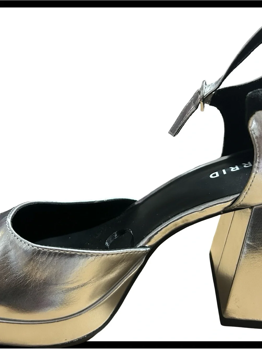 🆕 Women’s Platform Block Heel D’orsay Mary Jane  Silver Metallic Sandals